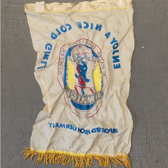 Vintage St. Pauli Girl Alcohol Advertising Promo Beer Fabric Banner & Tassles - Picture 4 of 5